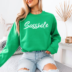 Image of Iconic Script Logo Women’s Classic Fit Sweatshirt – Funny Graphic Pullover by Sasshole®