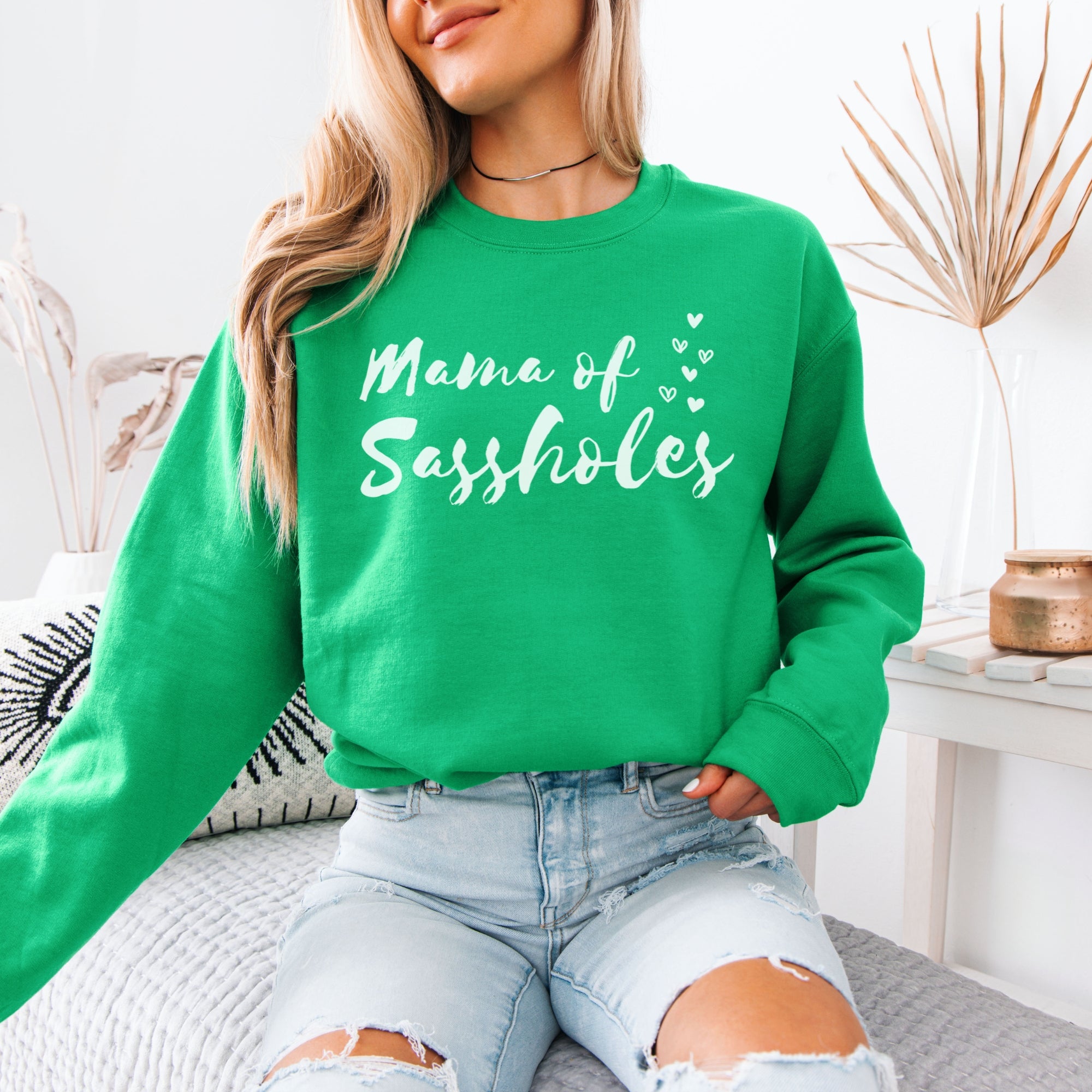 Image of Mama of Sassholes® Women’s Classic Fit Sweatshirt – Funny Mom Graphic Pullover