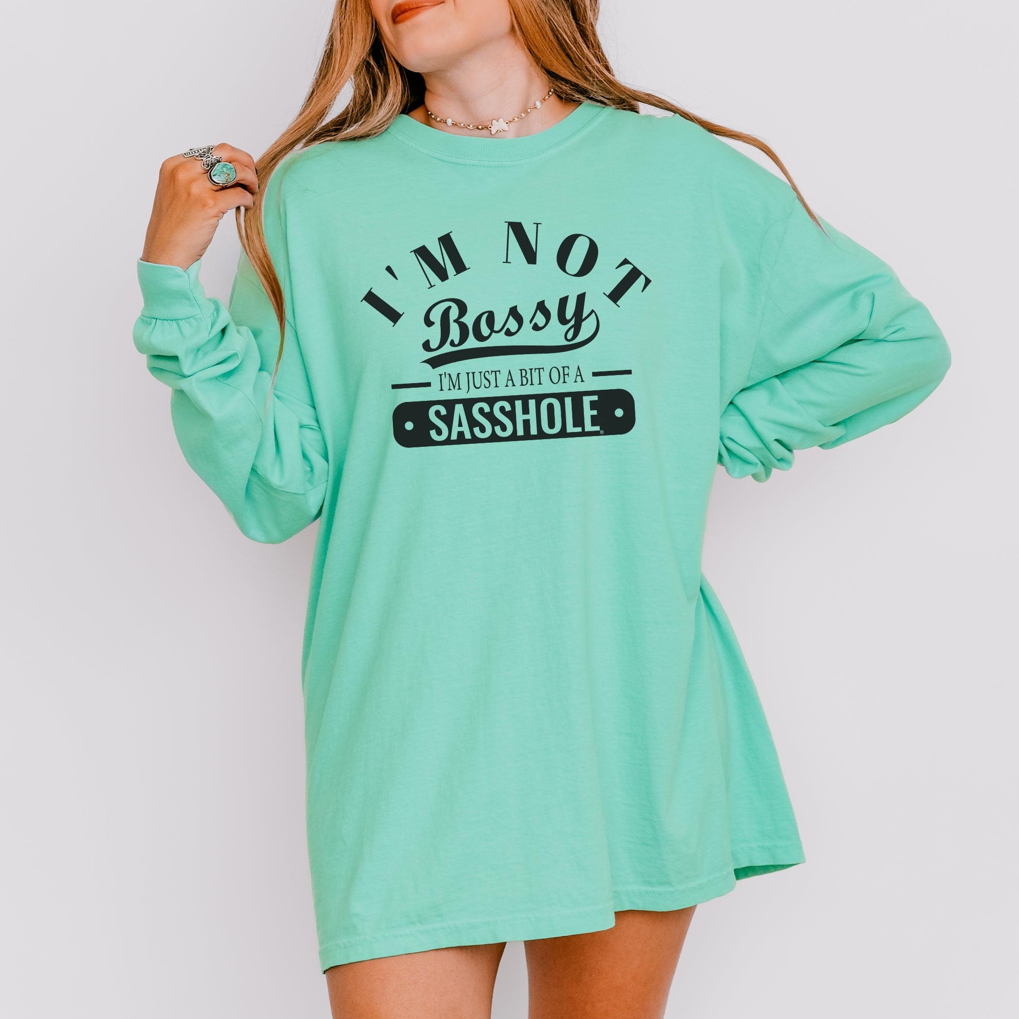 Image of Not Bossy, Just a Sasshole® Women’s Long Sleeve Tee – Funny Comfort Colors® Graphic Shirt