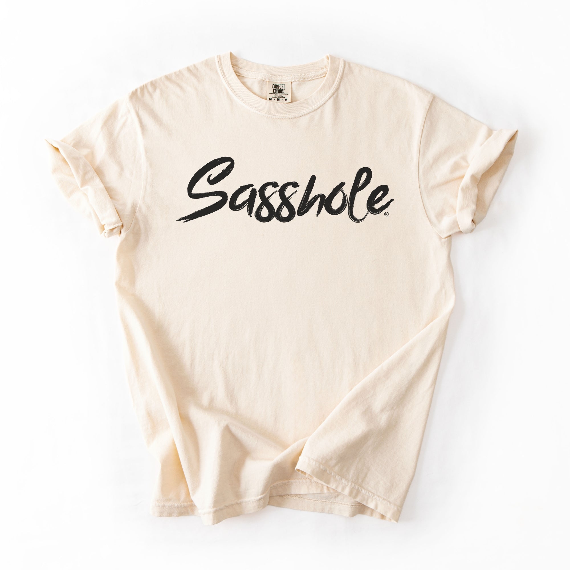 Image of Sasshole® Women’s Comfort Colors® Tee – Bold Logo Funny Graphic T-Shirt, Relaxed Fit Statement Shirt