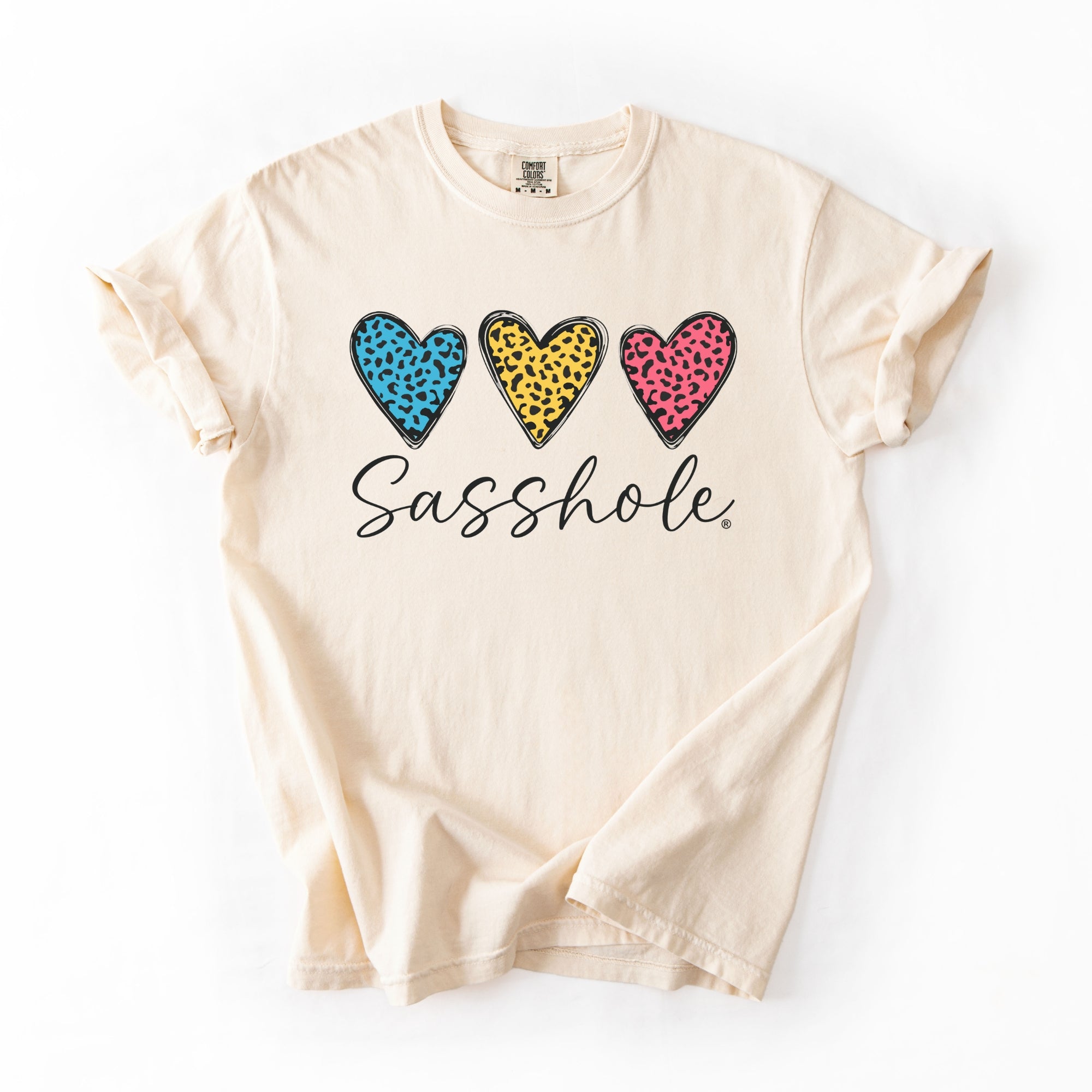 Image of Sasshole® Women’s Comfort Colors® Tee – “Triple Heart” Funny Graphic T-Shirt, Bold Statement Shirt