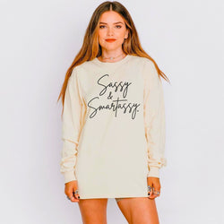 Image of Sassy & Smartassy® Women’s Long Sleeve Comfort Colors® Graphic Tee - Sassy Women's T-shirt