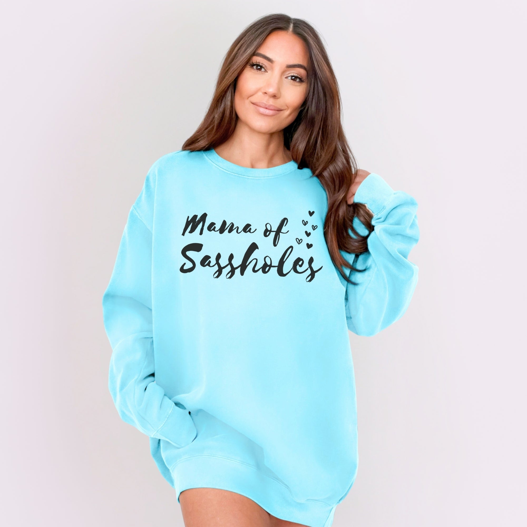 Image of Mama of Sassholes® Comfort Colors® Sweatshirt – Funny Mom Pullover for Sassy Women