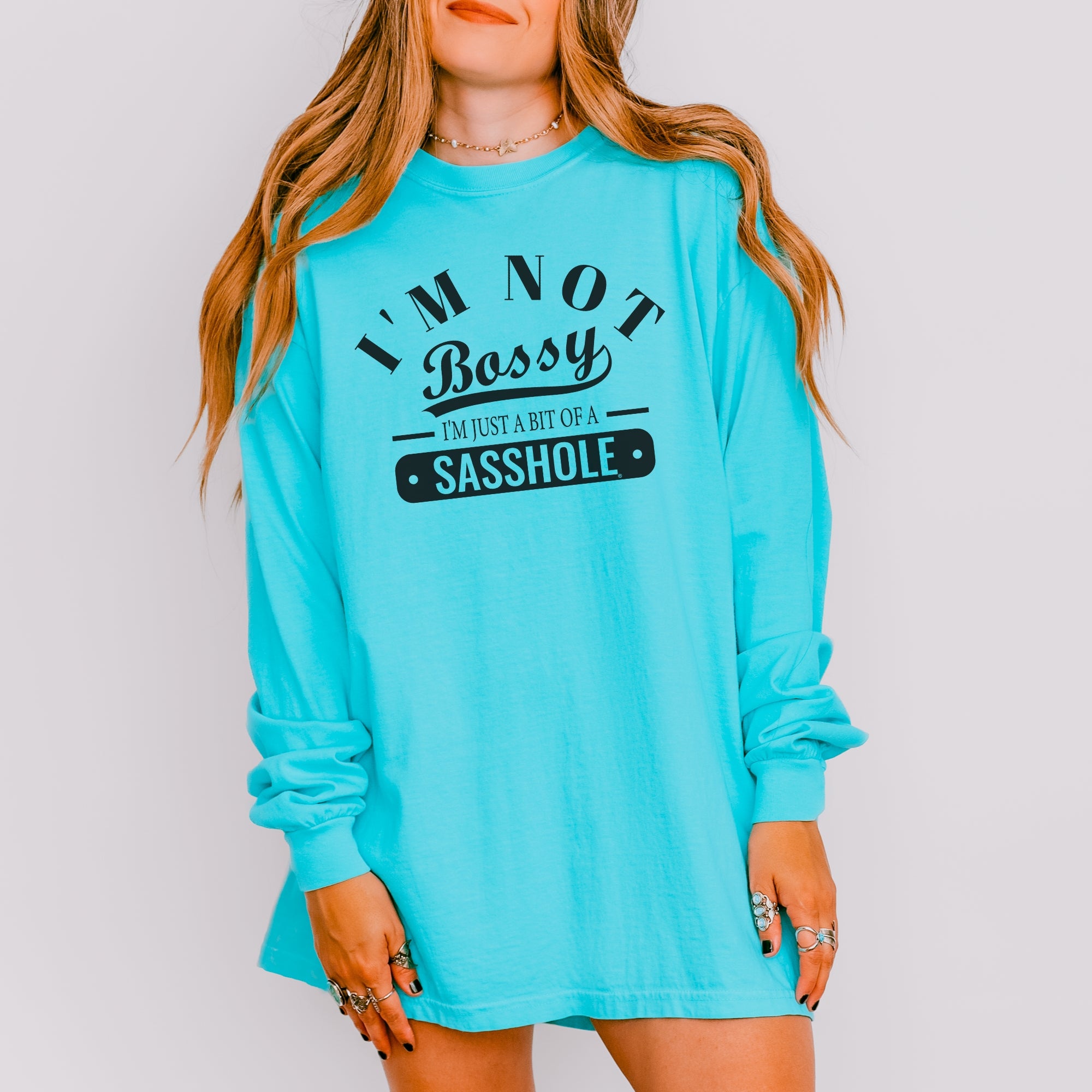 Image of Not Bossy, Just a Sasshole® Women’s Long Sleeve Tee – Funny Comfort Colors® Graphic Shirt