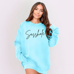 Image of Sasshole® Women’s Relaxed Fit Graphic Sweatshirt – Comfort Colors® Funny Pullover