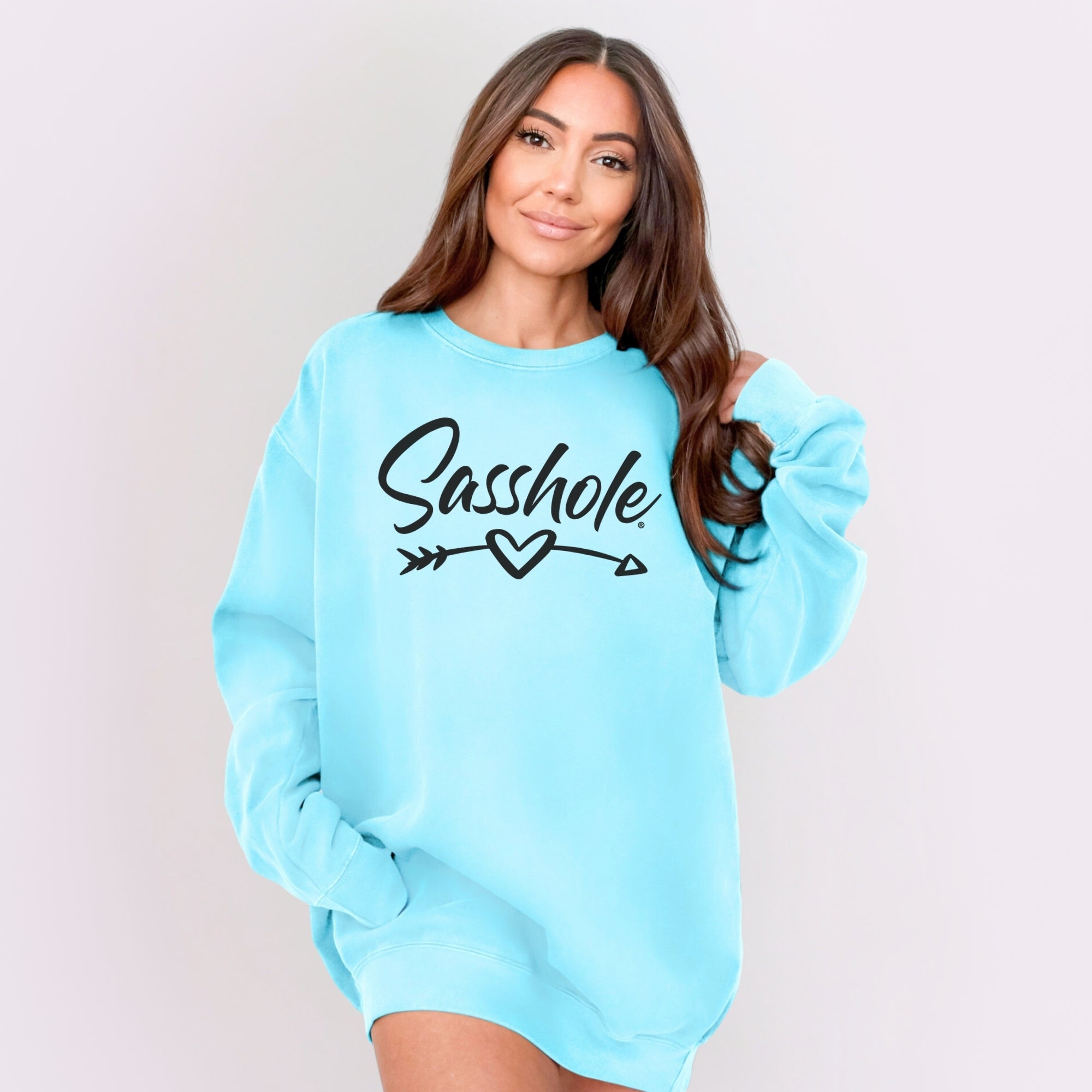 Image of Sasshole® Arrow Sweatshirt – Funny Women’s Comfort Colors® Relaxed Fit Pullover
