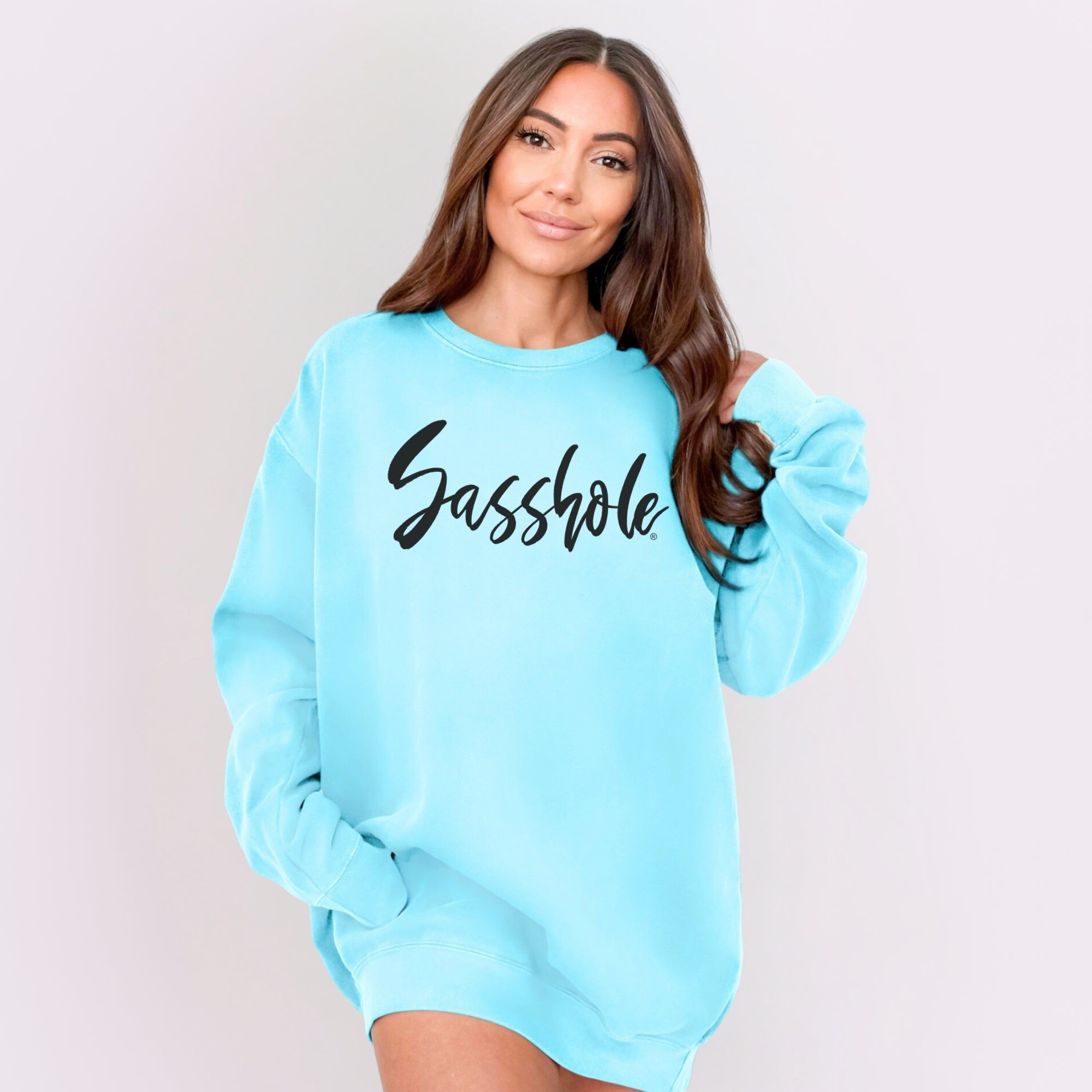 Image of Sasshole® Women’s Relaxed Fit Comfort Colors® Sweatshirt – Funny Graphic Pullover