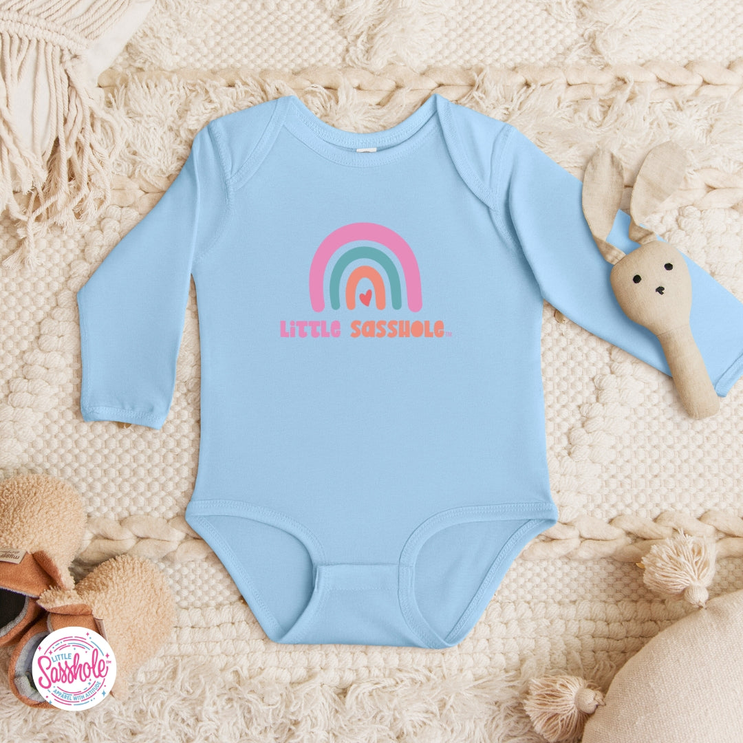 Little Sasshole™ Pastel Rainbow Baby Bodysuit – Soft, Cute & Full of Attitude