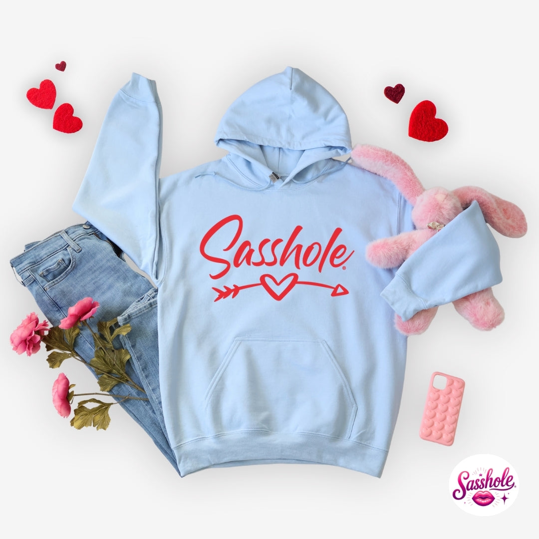 Funny Valentine Hoodie – Sasshole® Heart Arrow Women’s Hoodie
