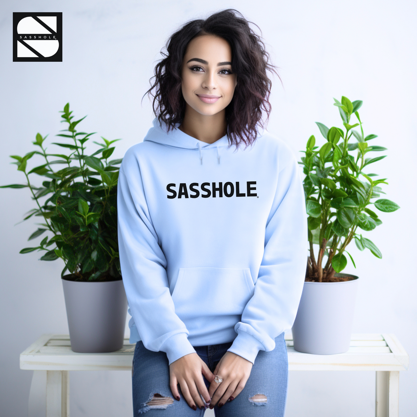 Women's Funny Light Blue Graphic Hoodie