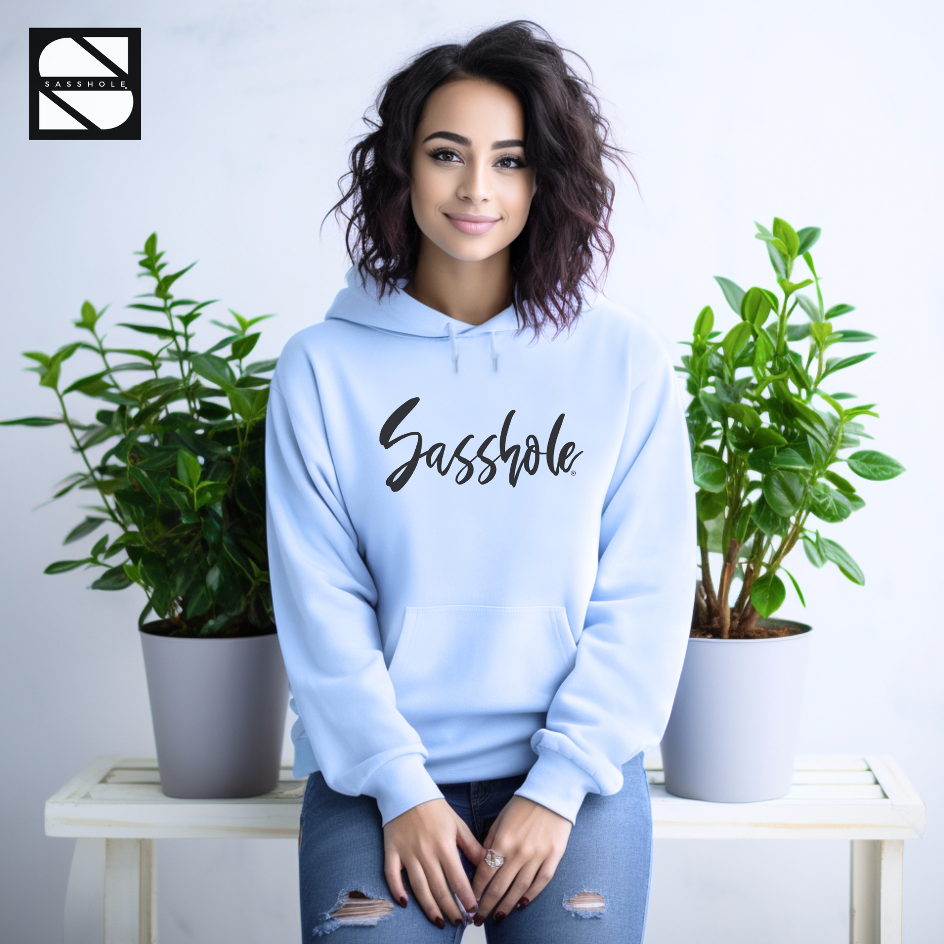 Women's Funny Light Blue Graphic Hoodie