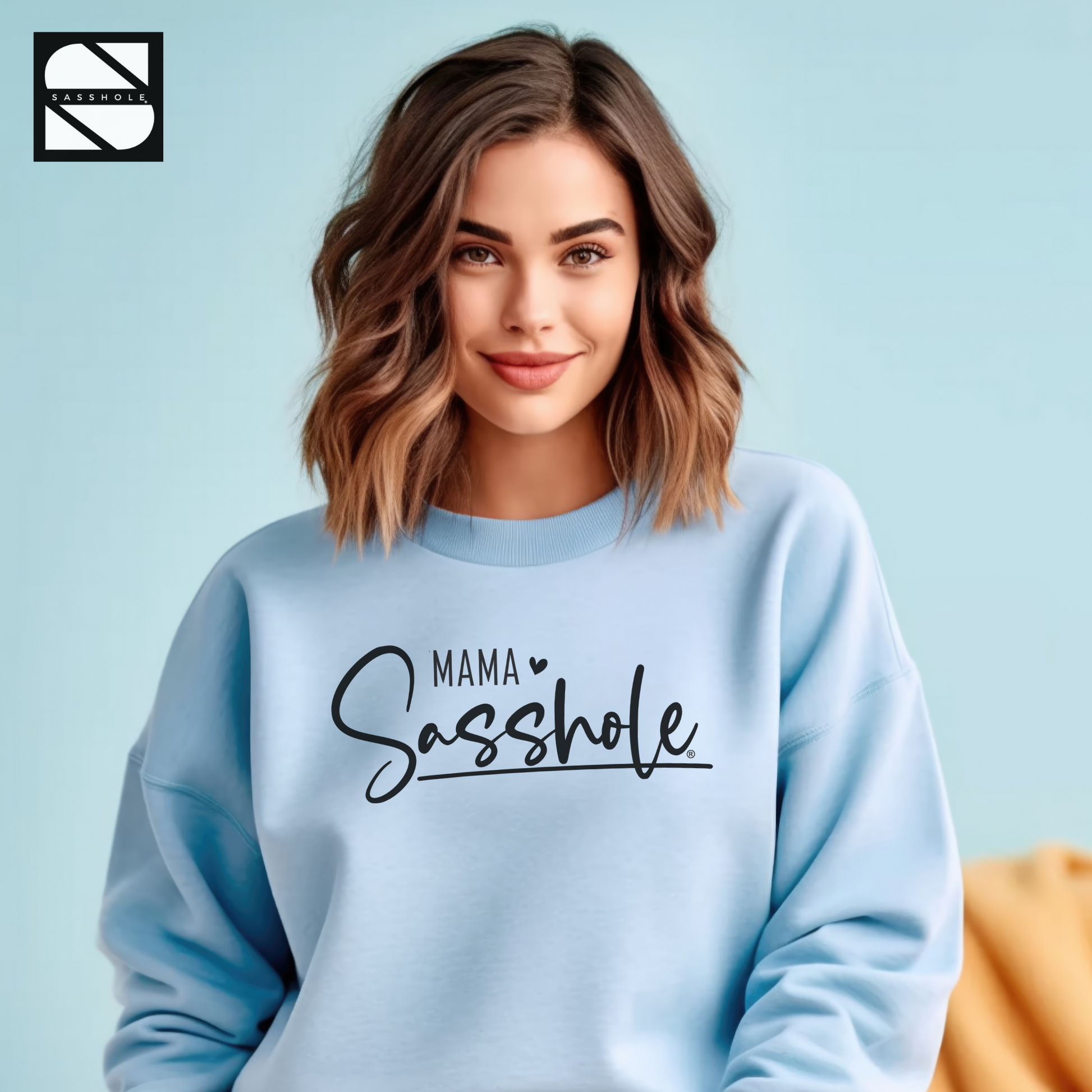 women's light blue graphic sweatshirt