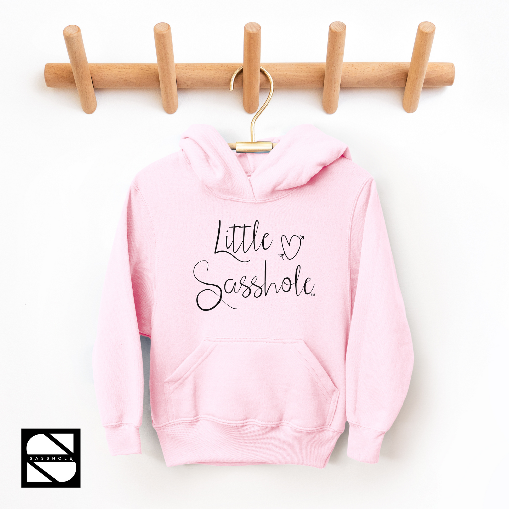 girls hoodie little sasshole light pink