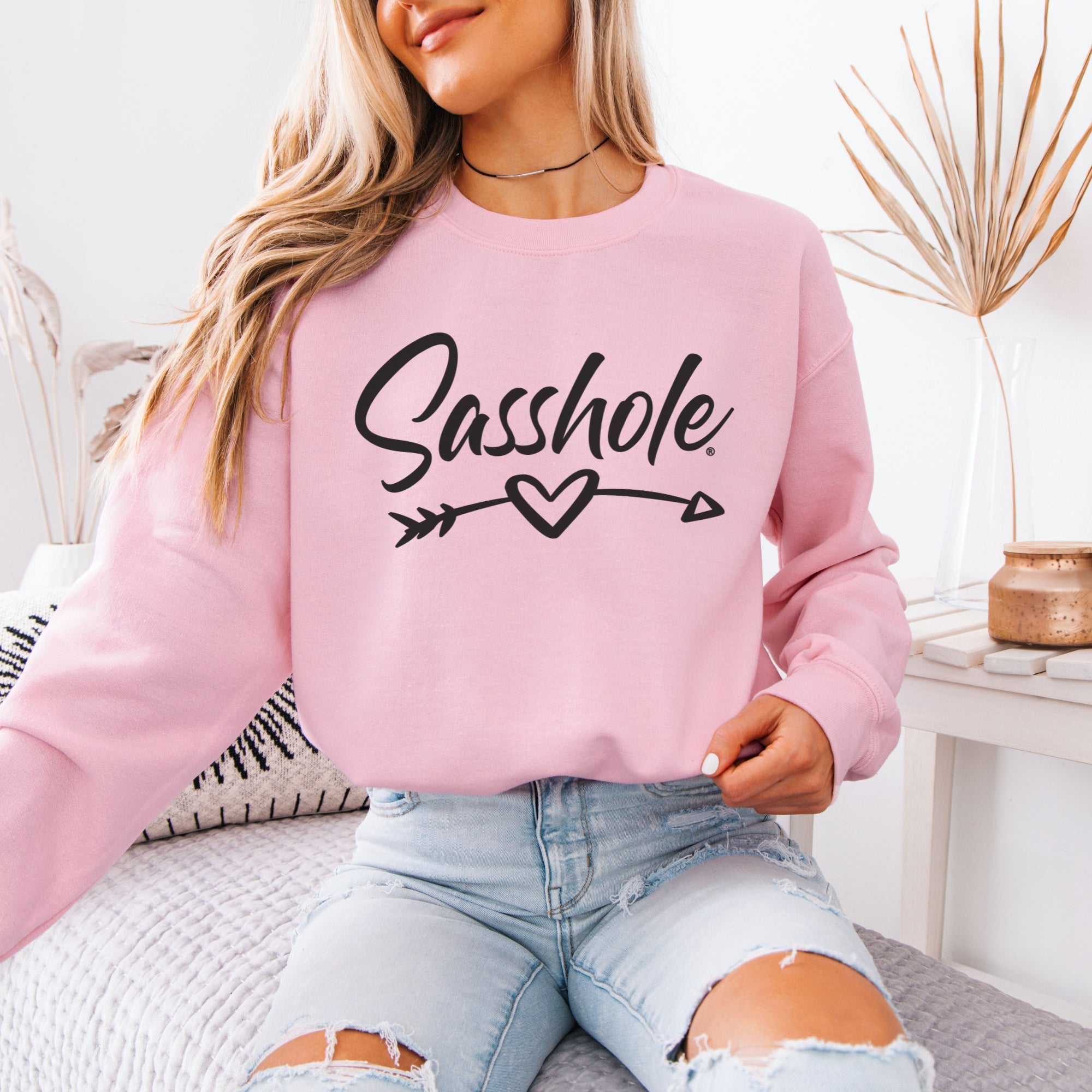 Image of Sasshole® Women’s Graphic Sweatshirt – Heart & Arrow Design | Bold, Cozy & Unapologetic