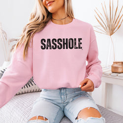 Image of Funny Women’s Classic Fit Graphic Sweatshirt – Bold Sasshole® Logo Pullover