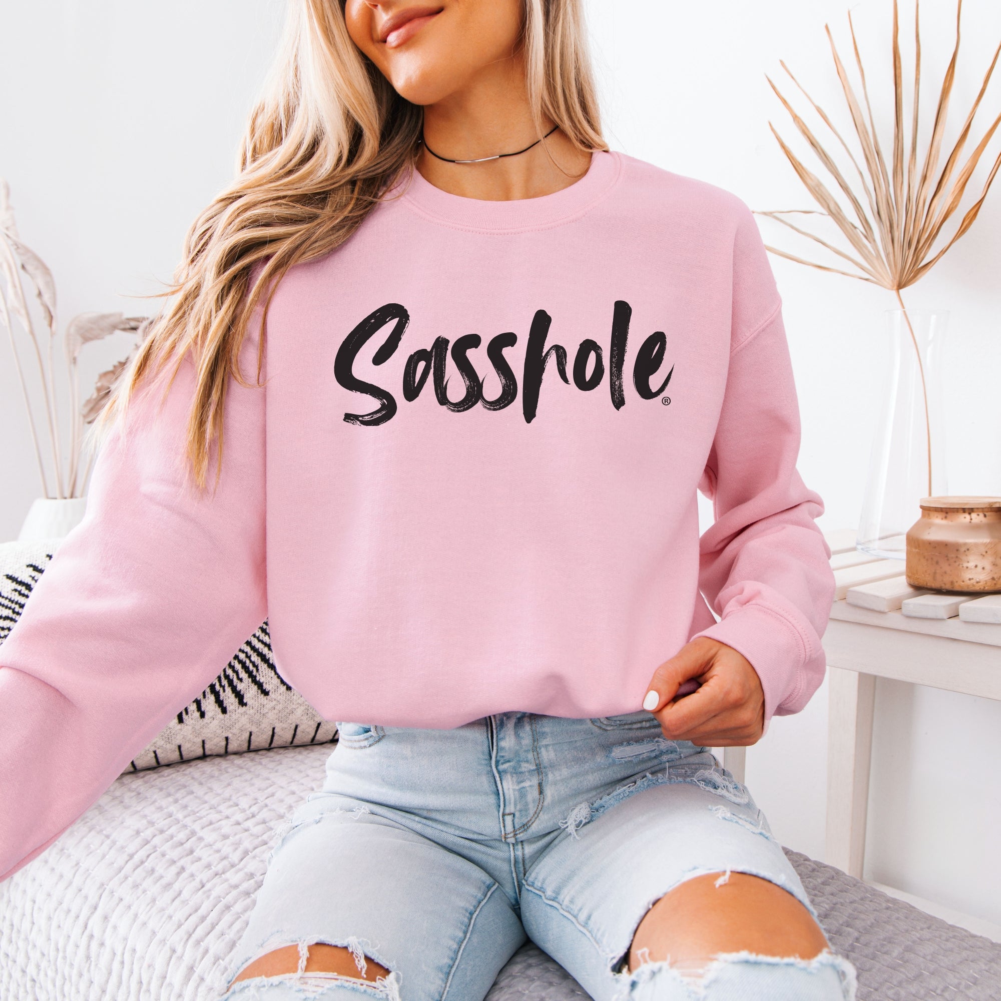 Image of Sasshole® Women’s Classic Fit Sweatshirt – Bold Graphic Logo Pullover