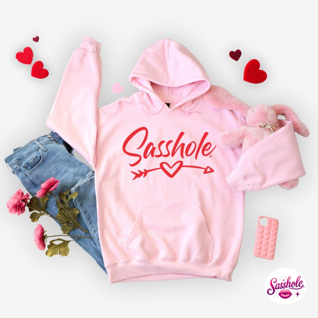 Image of Funny Valentine Hoodie – Sasshole® Heart Arrow Women’s Hoodie