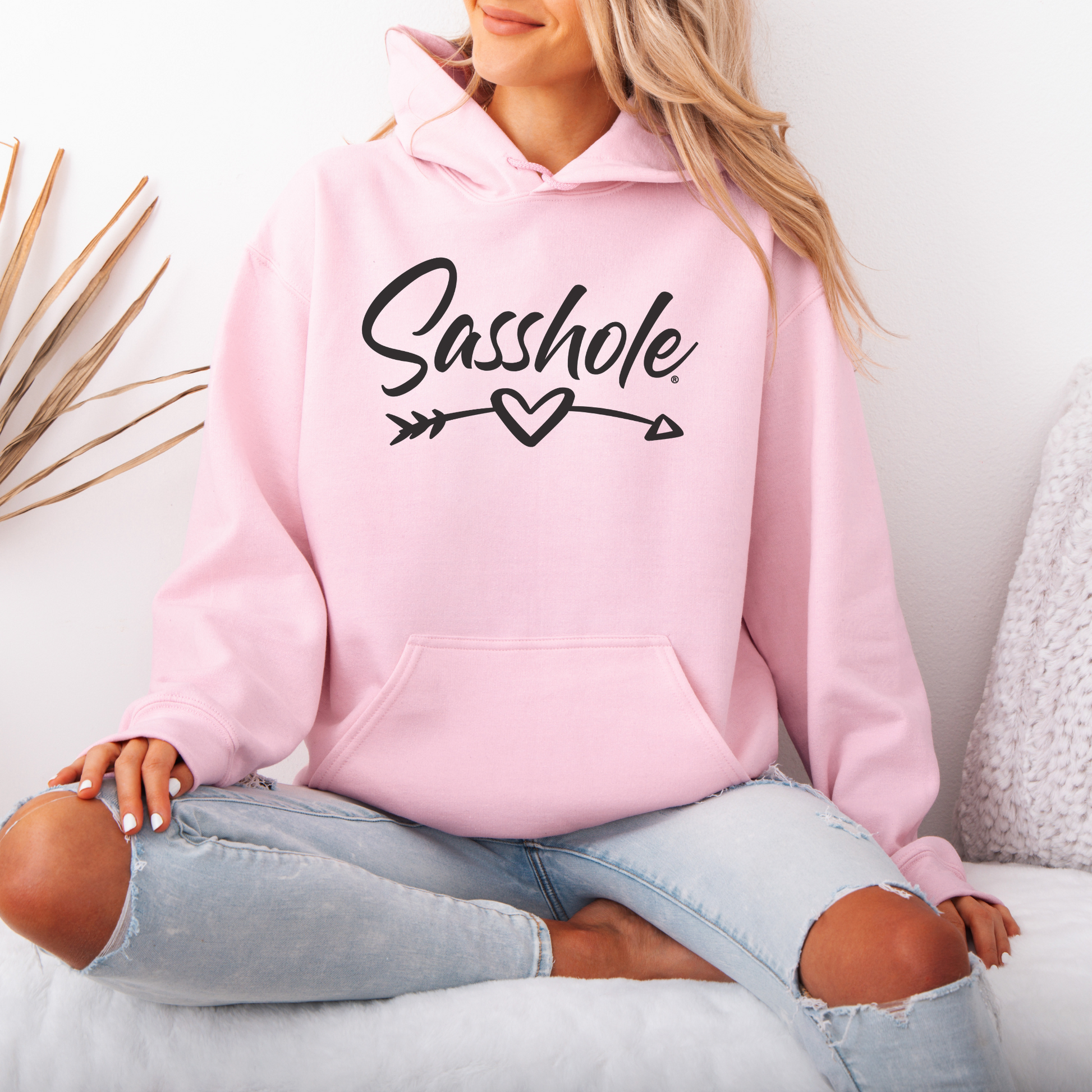 Sasshole® Women’s Hoodie – Heart & Arrow Bold Graphic Pullover