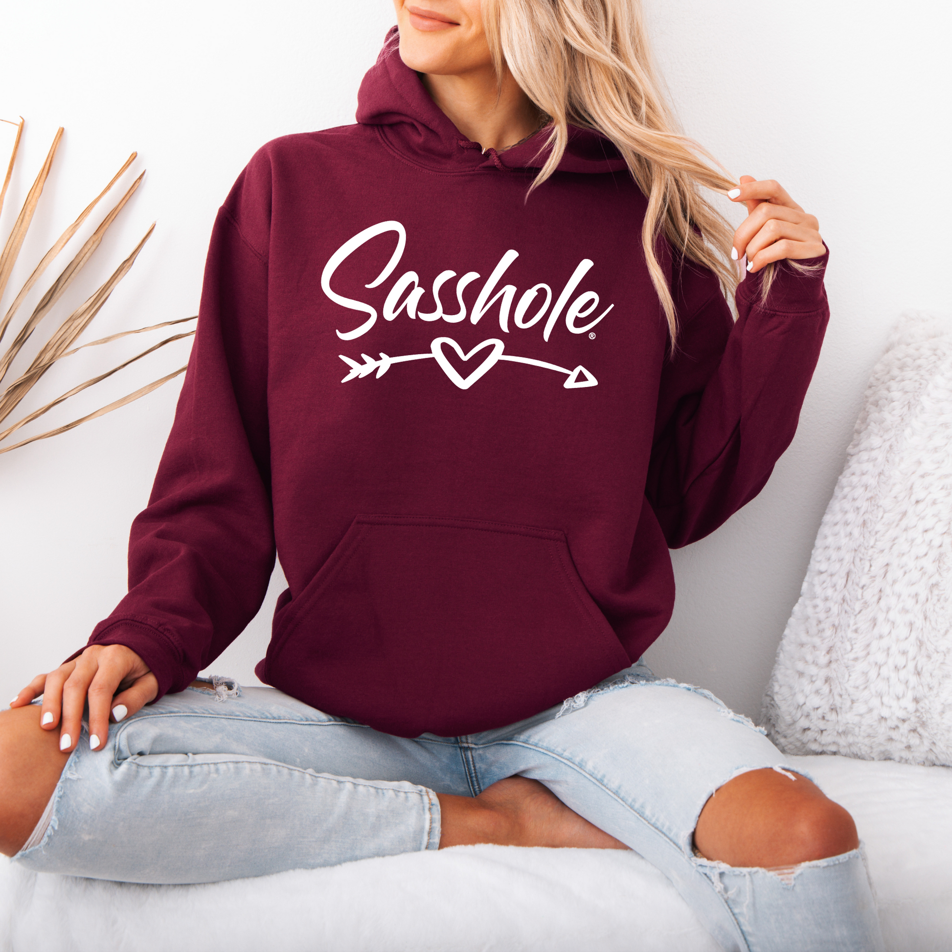 Sasshole® Women’s Hoodie – Heart & Arrow Bold Graphic Pullover