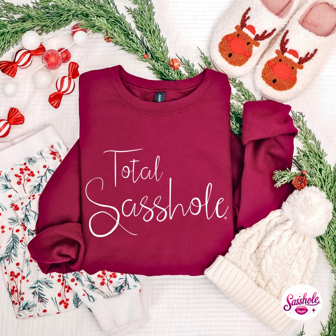 Total Sasshole® Christmas Sweatshirt – Funny Holiday Women’s Cozy Fleece Pullover