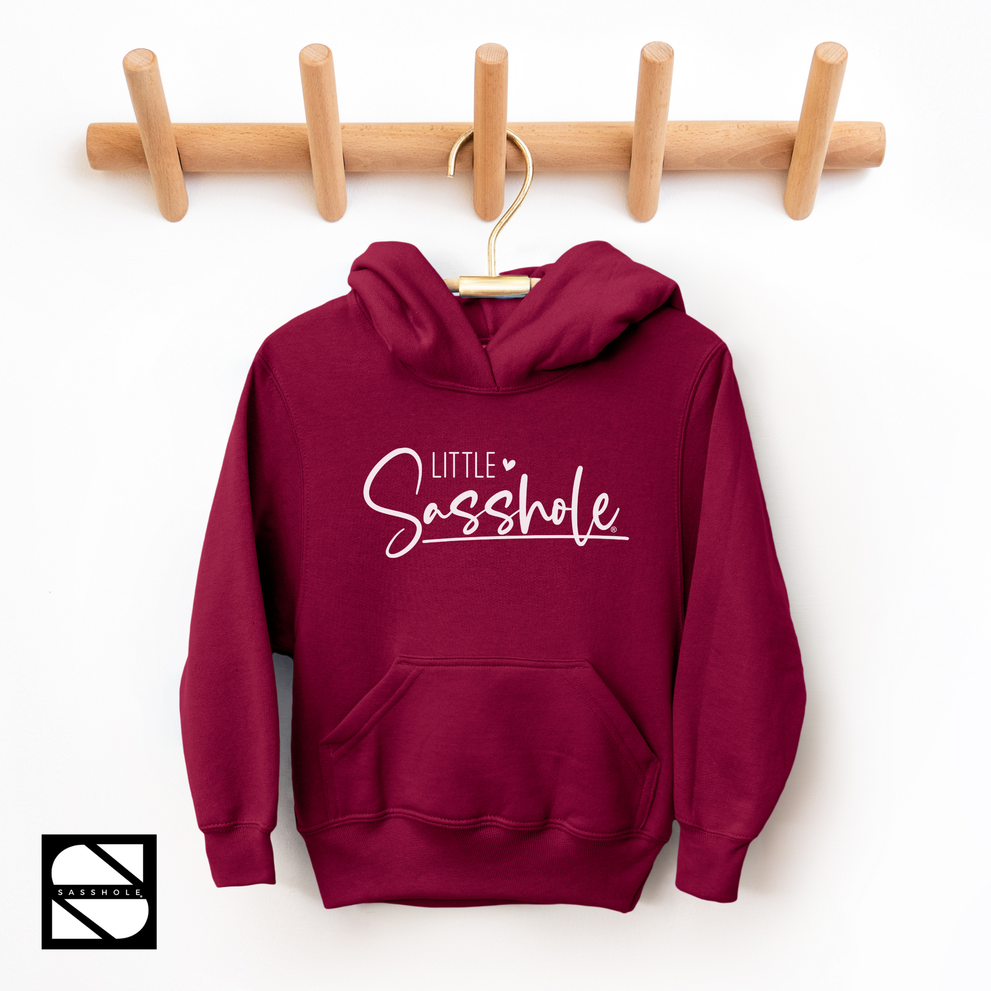 girls sasshole hoodie maroon