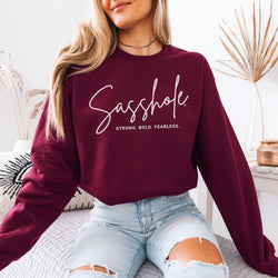 Image of Strong Bold Fearless Women’s Classic Fit Sweatshirt – Funny Graphic Fleece Pullover by Sasshole®