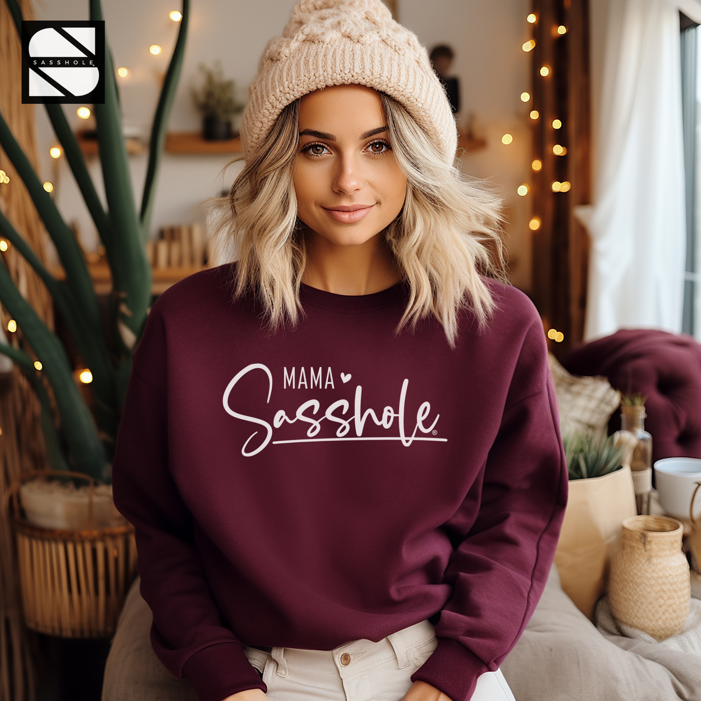 women's maroon graphic sweatshirt