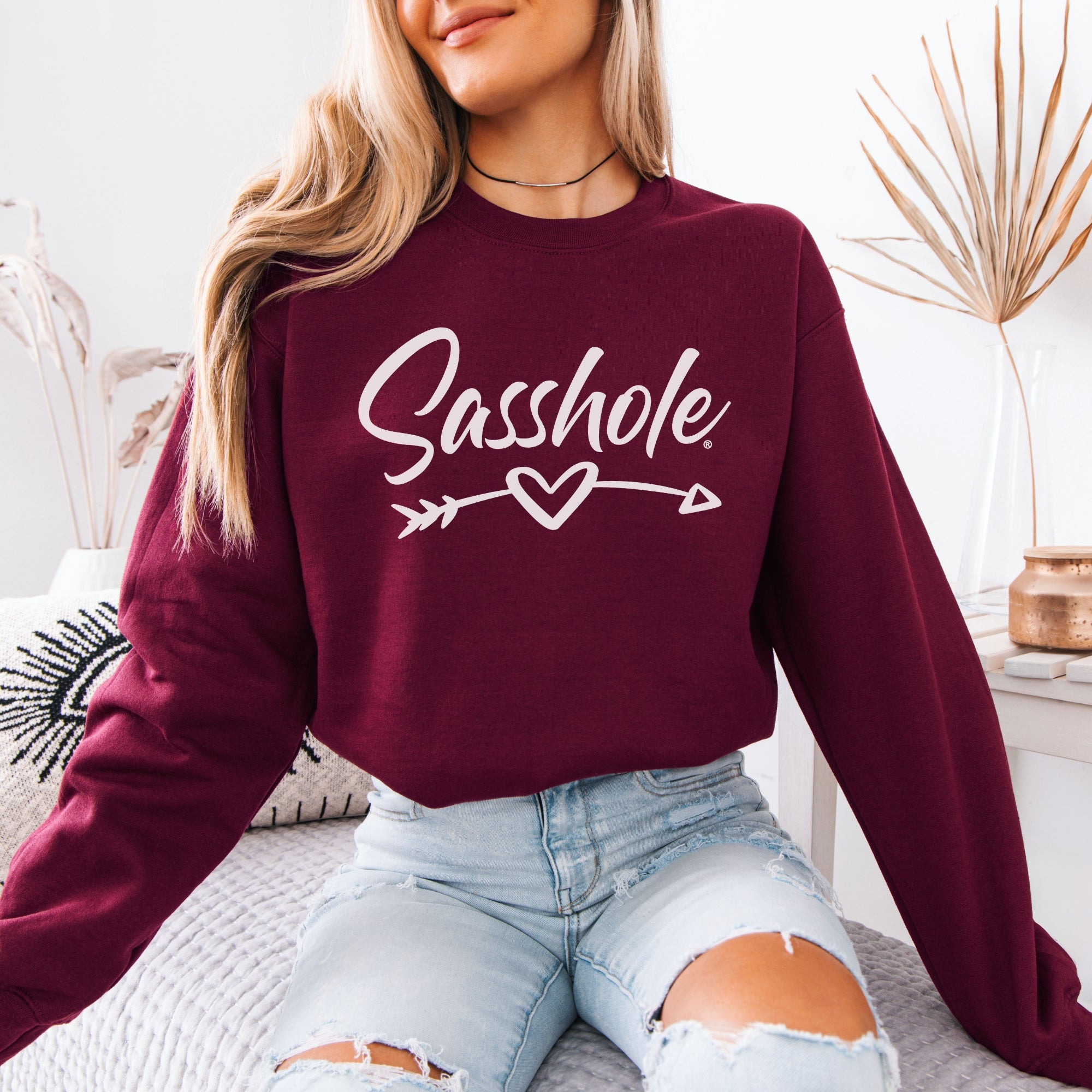 Image of Sasshole® Women’s Graphic Sweatshirt – Heart & Arrow Design | Bold, Cozy & Unapologetic