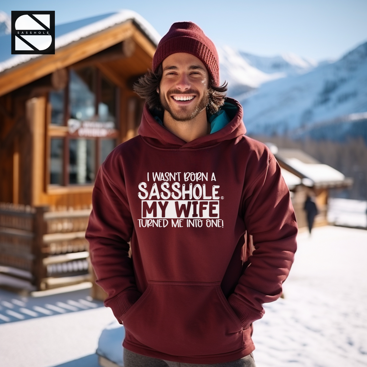 Sasshole® in Training: Blame the Wife for this Upgrade! - Funny Men's Pullover Hoodie