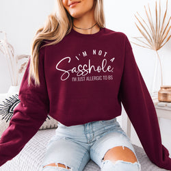 Image of Women’s Classic Fit Graphic Sweatshirt – Allergic to BS Funny Fleece Pullover by Sasshole®