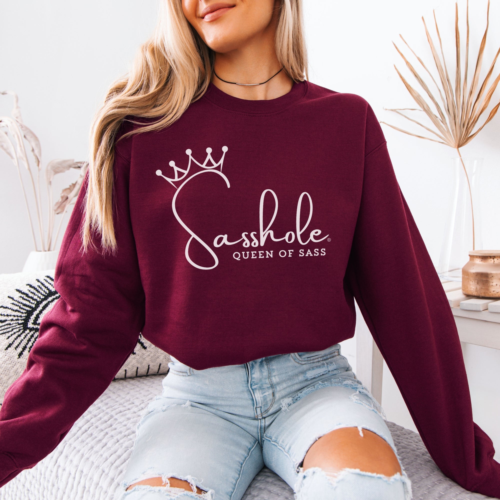 Image of Sass in Charge: Sasshole® - Queen of Sass Women's Graphic Sweatshirts