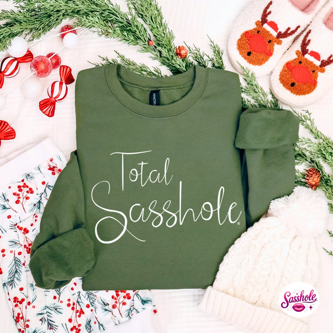 Image of Total Sasshole® Christmas Sweatshirt – Funny Holiday Women’s Cozy Fleece Pullover