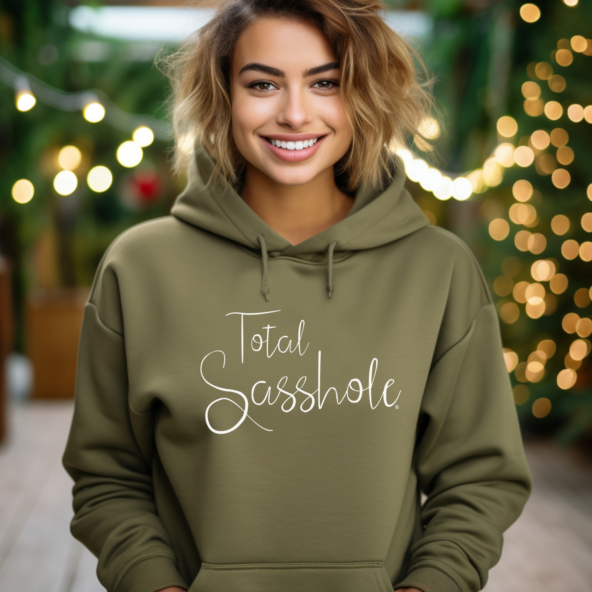 Women's Funny Military Green Pullover Hoodie
