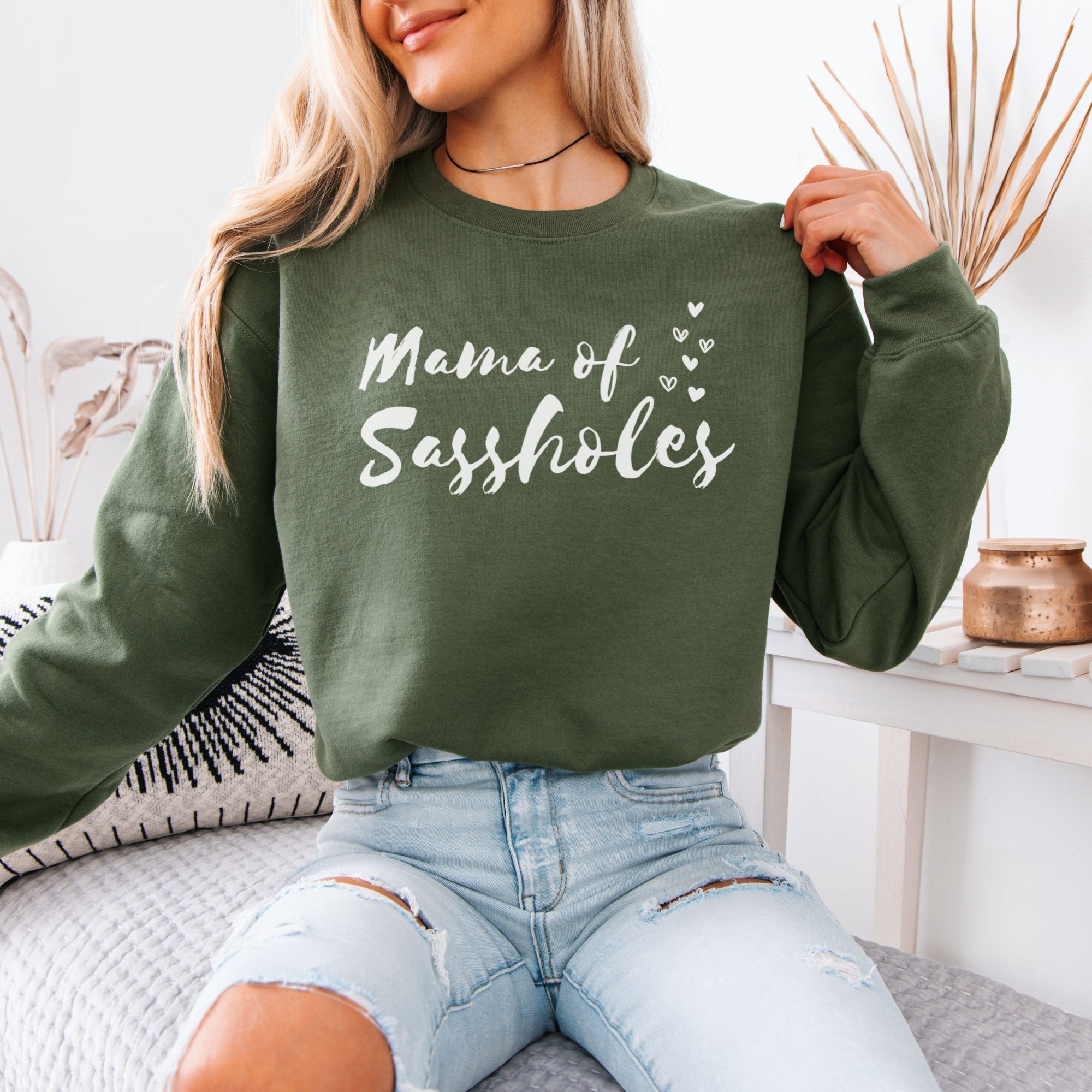 Image of Mama of Sassholes® Women’s Classic Fit Sweatshirt – Funny Mom Graphic Pullover