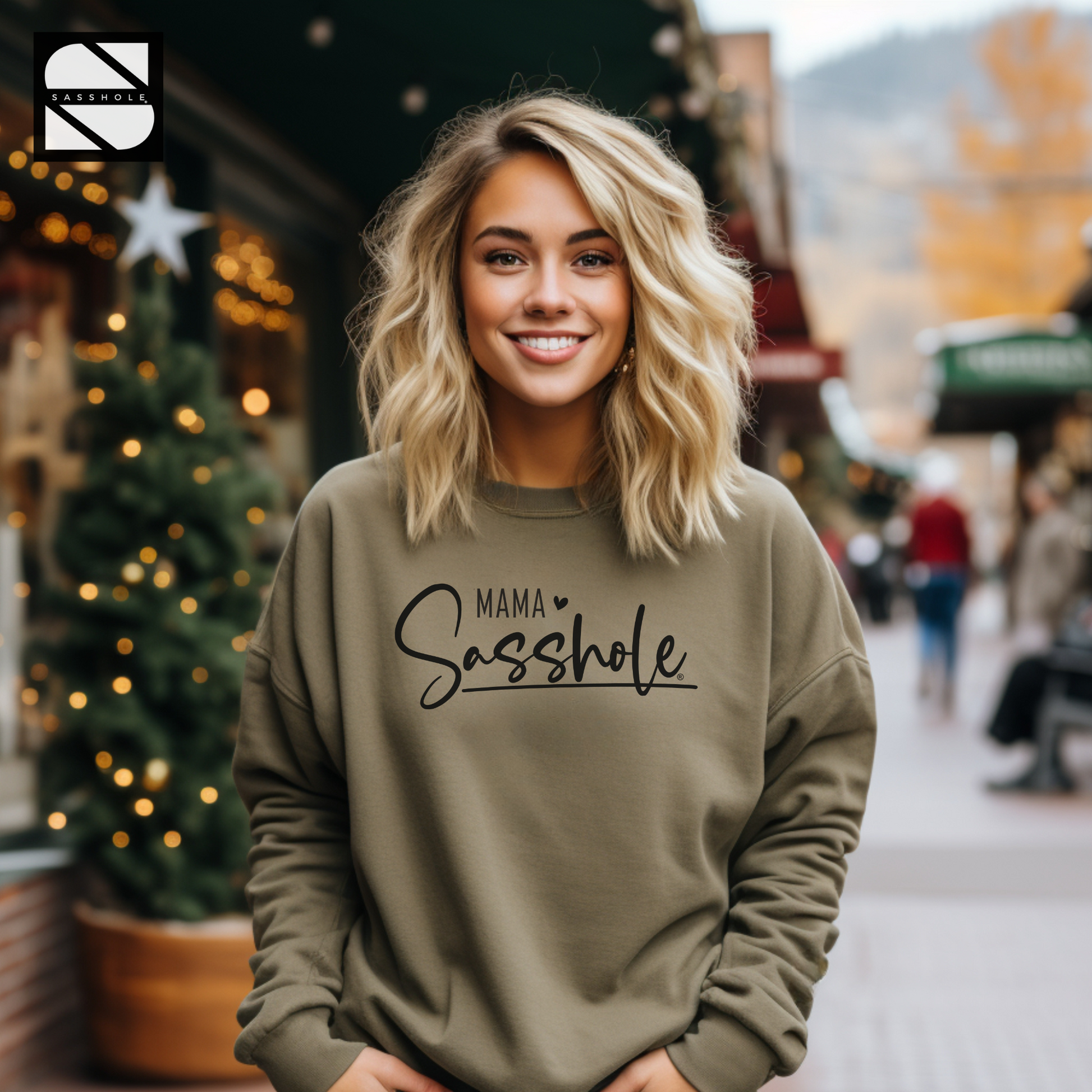 women's military green graphic sweatshirt