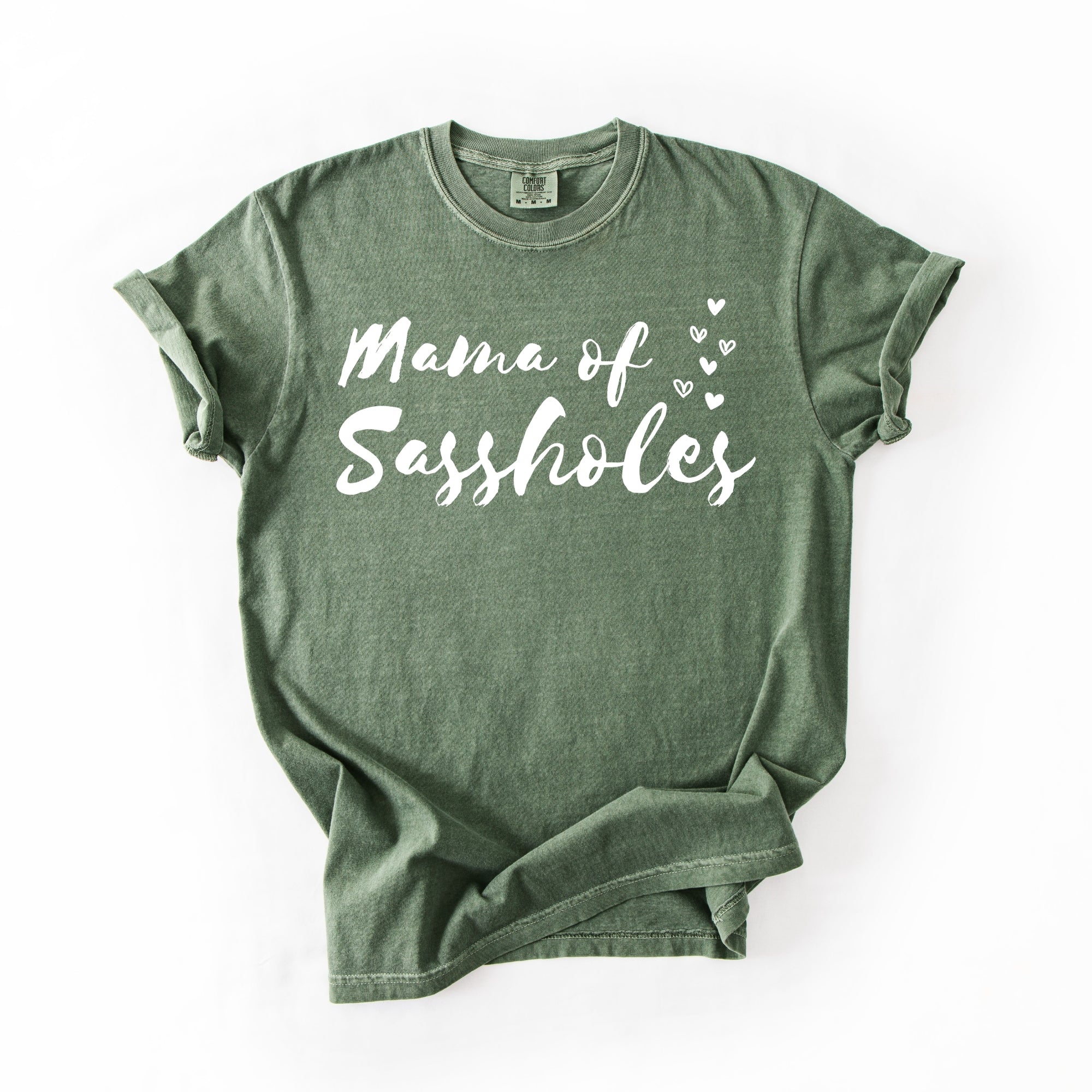Image of Sasshole® Women’s Comfort Colors® Tee – “Mama of Sassholes” Funny Graphic T-Shirt, Bold Statement Shirt for Moms