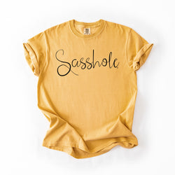 Image of Sasshole® Women’s Comfort Colors® Script Tee – Funny Graphic T-Shirt, Bold Statement Shirt (Relaxed Fit)