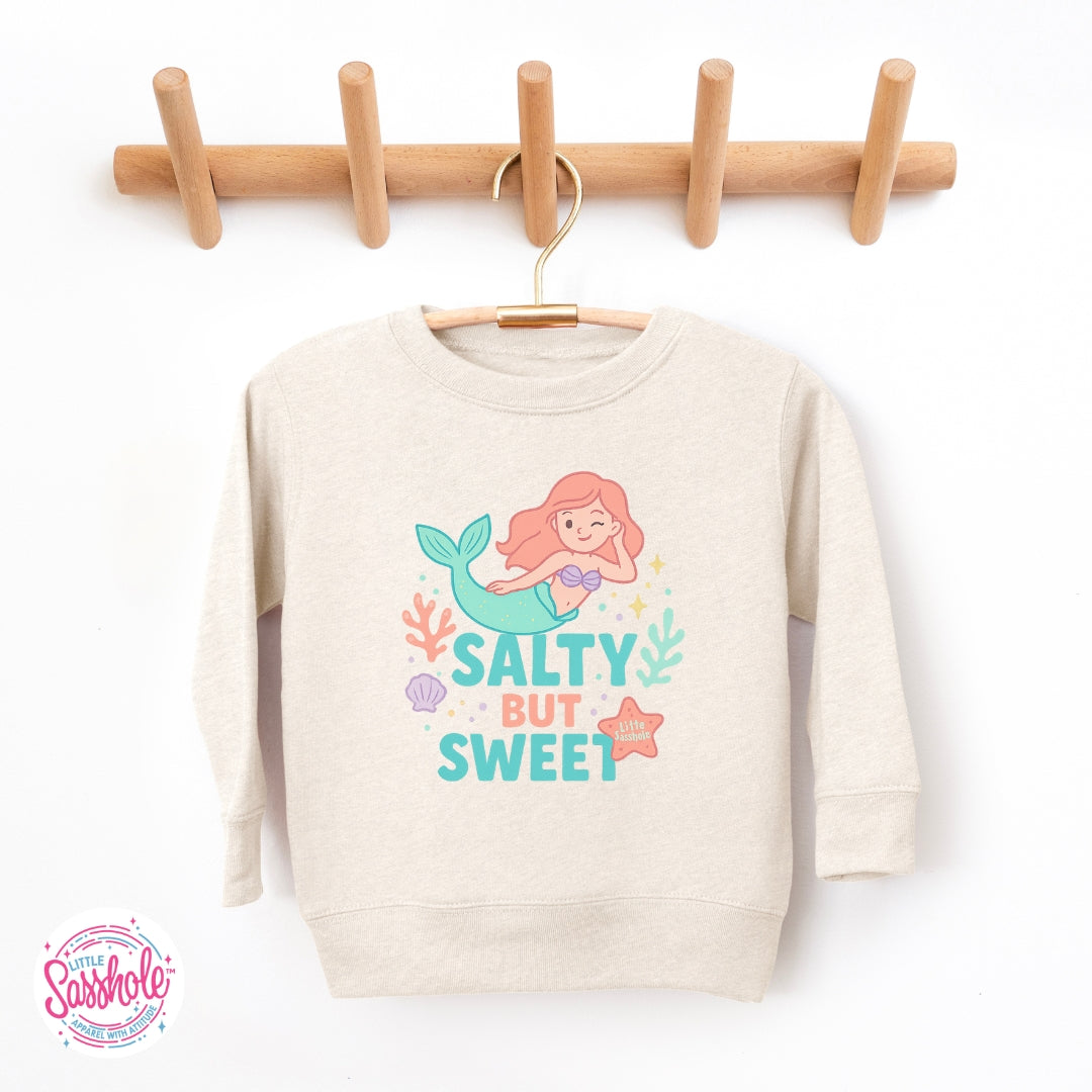 Little Sasshole™ “Salty But Sweet” Toddler Mermaid Sweatshirt – Cute, Cozy & Full of Personality
