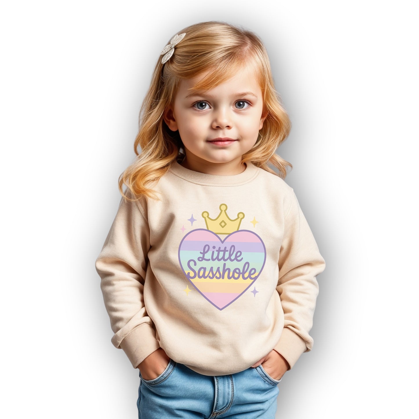 Little Sasshole® Crown & Heart Toddler Sweatshirt – Cute & Bold