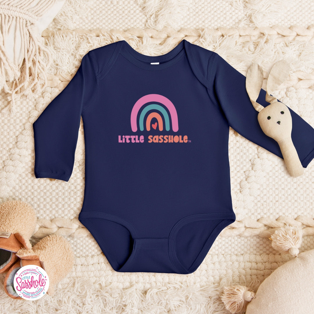 Little Sasshole™ Pastel Rainbow Baby Bodysuit – Soft, Cute & Full of Attitude