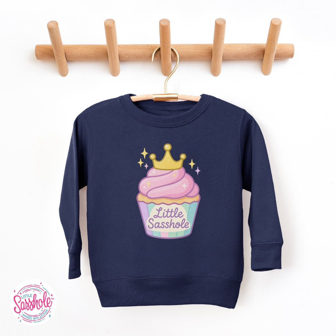 Little Sasshole™ Cupcake Crown Toddler Sweatshirt – Cute, Cozy & Sweet with Sass