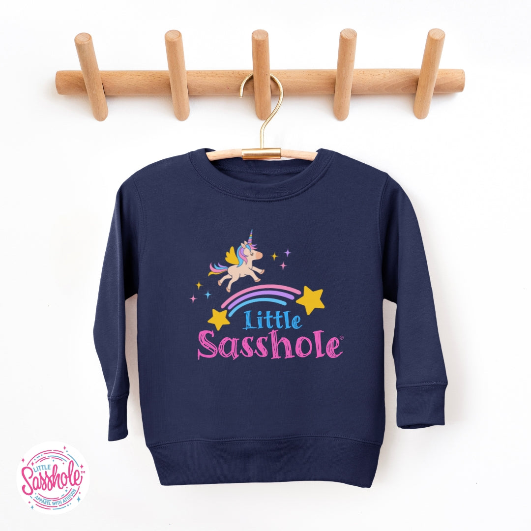 Image of Little Sasshole™ Unicorn Rainbow Toddler Sweatshirt – Cute, Cozy & Full of Sparkle Attitude
