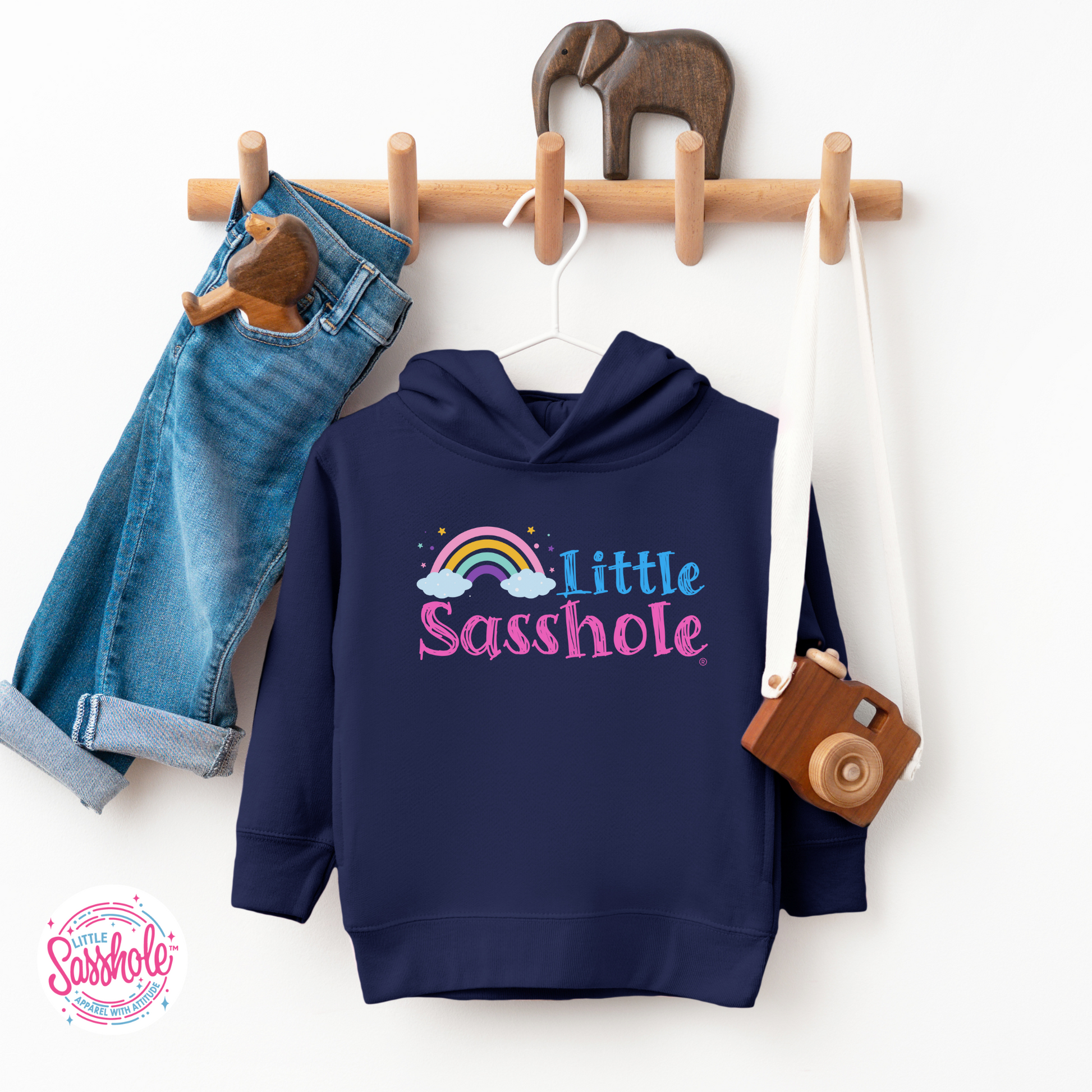 Little Sasshole Navy Girls Toddler Hoodies
