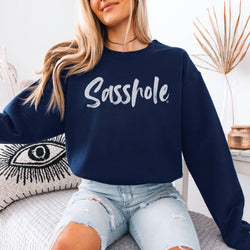 Image of Sasshole® Women’s Classic Fit Sweatshirt – Bold Graphic Logo Pullover