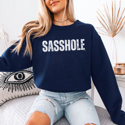 Image of Funny Women’s Classic Fit Graphic Sweatshirt – Bold Sasshole® Logo Pullover