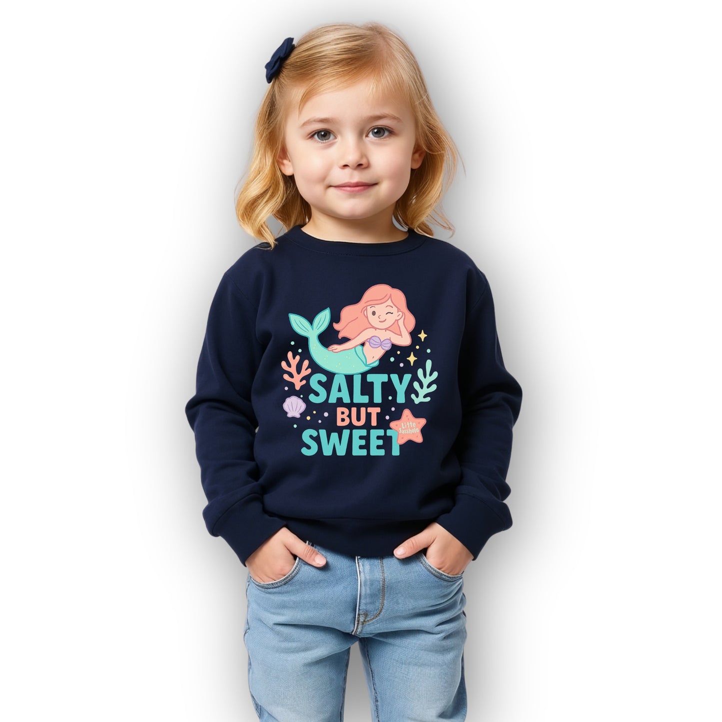 Salty but Sweet Little Sasshole® Toddler Sweatshirt – Funny Mermaid Graphic Pullover for Girls