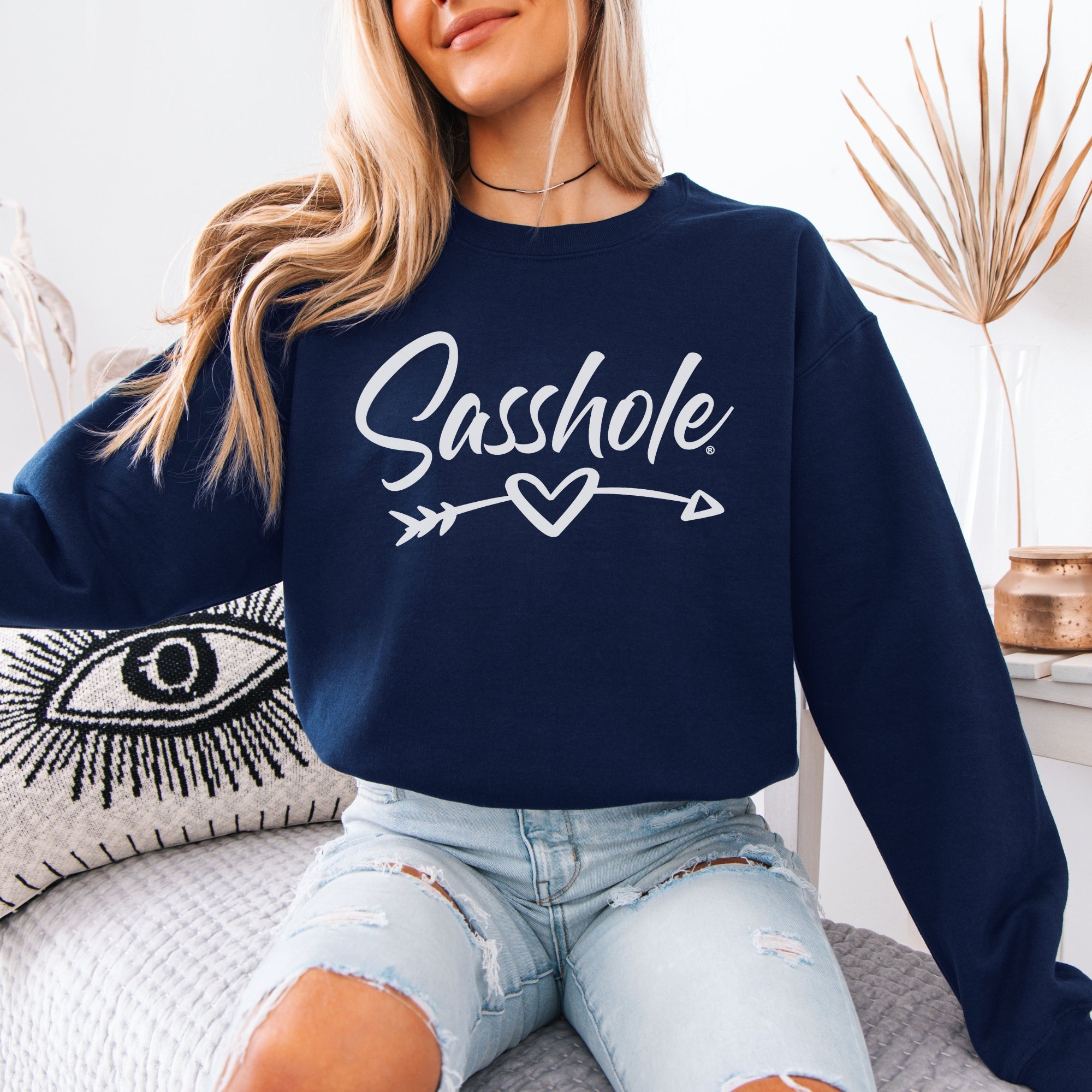 Image of Sasshole® Women’s Graphic Sweatshirt – Heart & Arrow Design | Bold, Cozy & Unapologetic