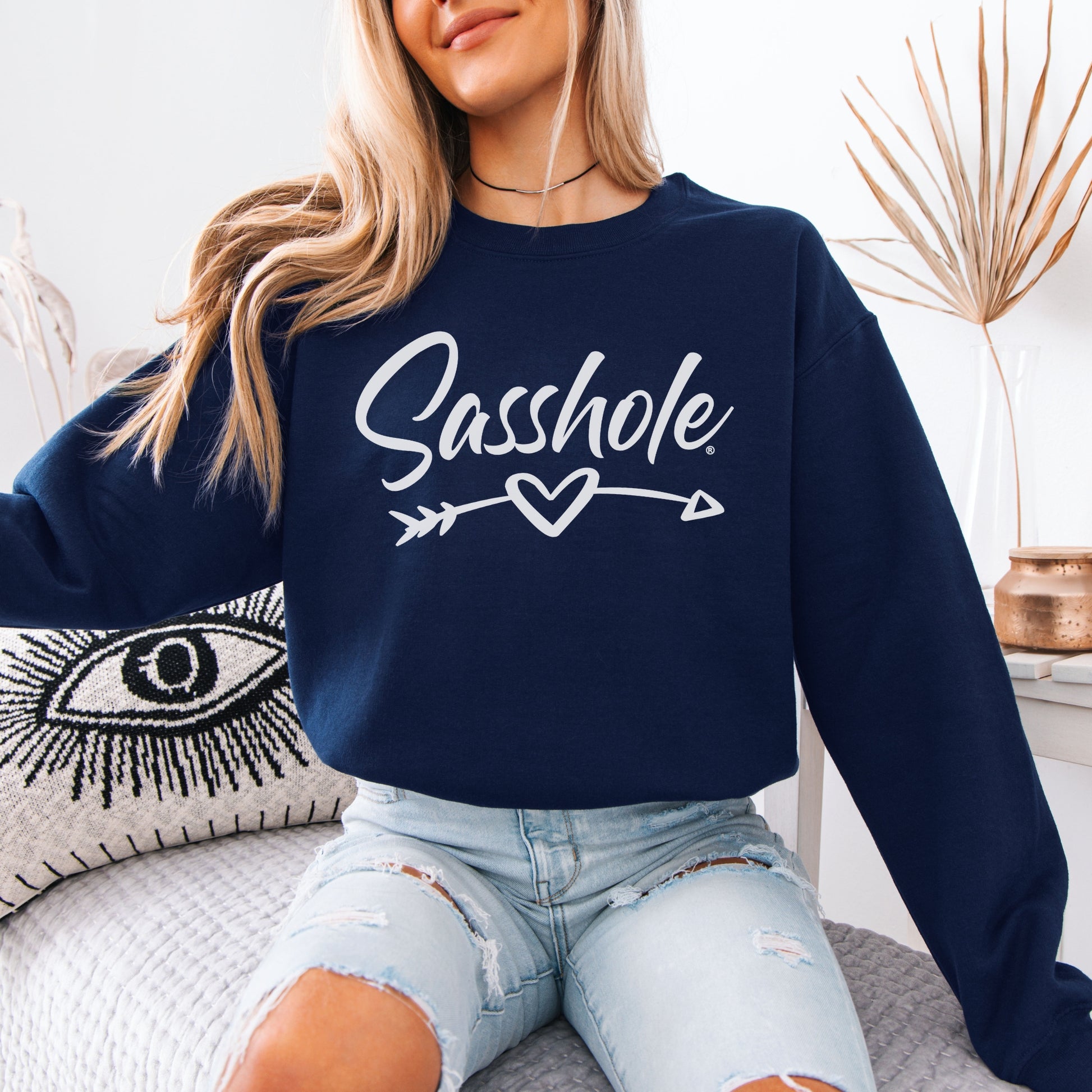 Sasshole® Women’s Graphic Sweatshirt – Heart & Arrow Design | Bold, Cozy & Unapologetic