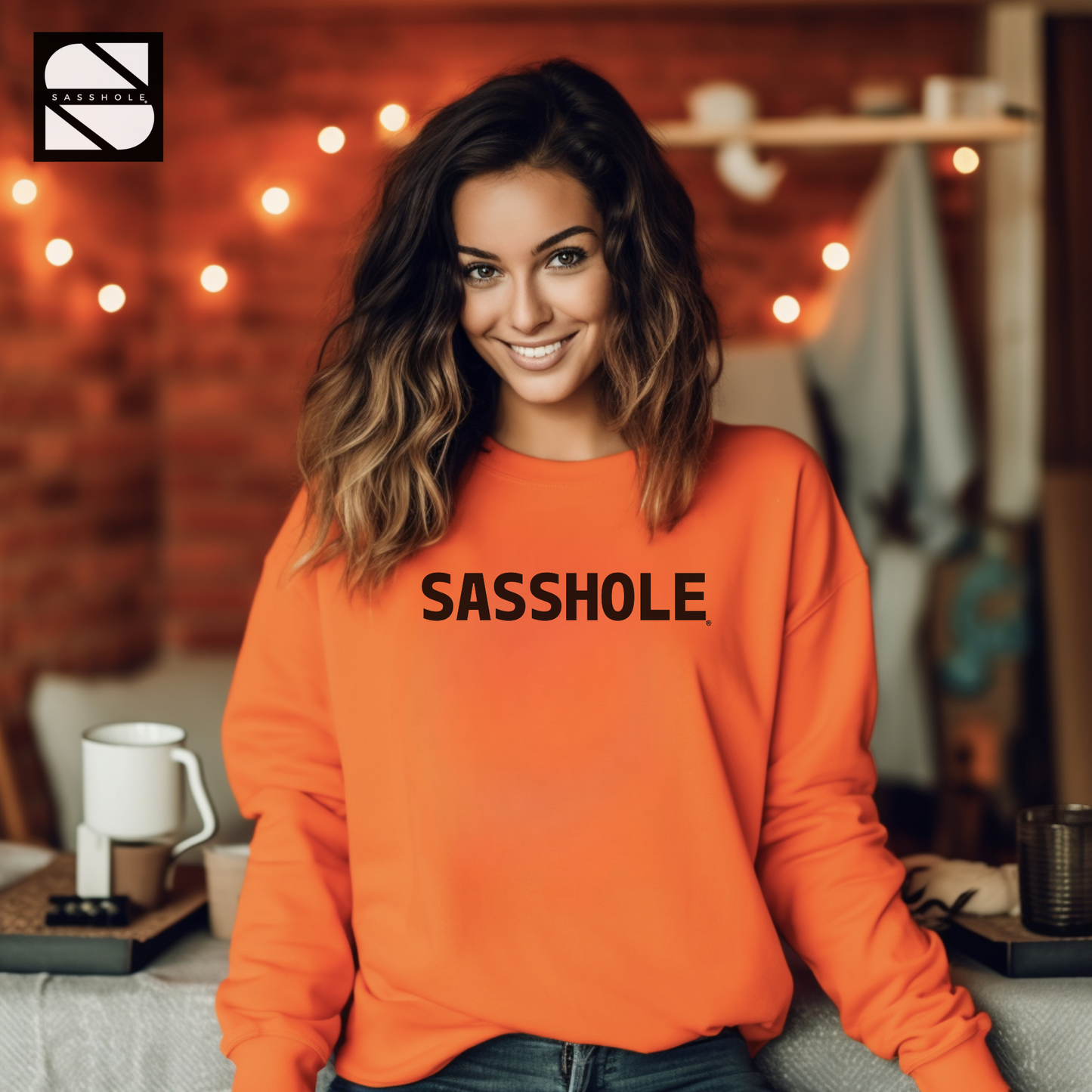 women's orange graphic sweatshirt