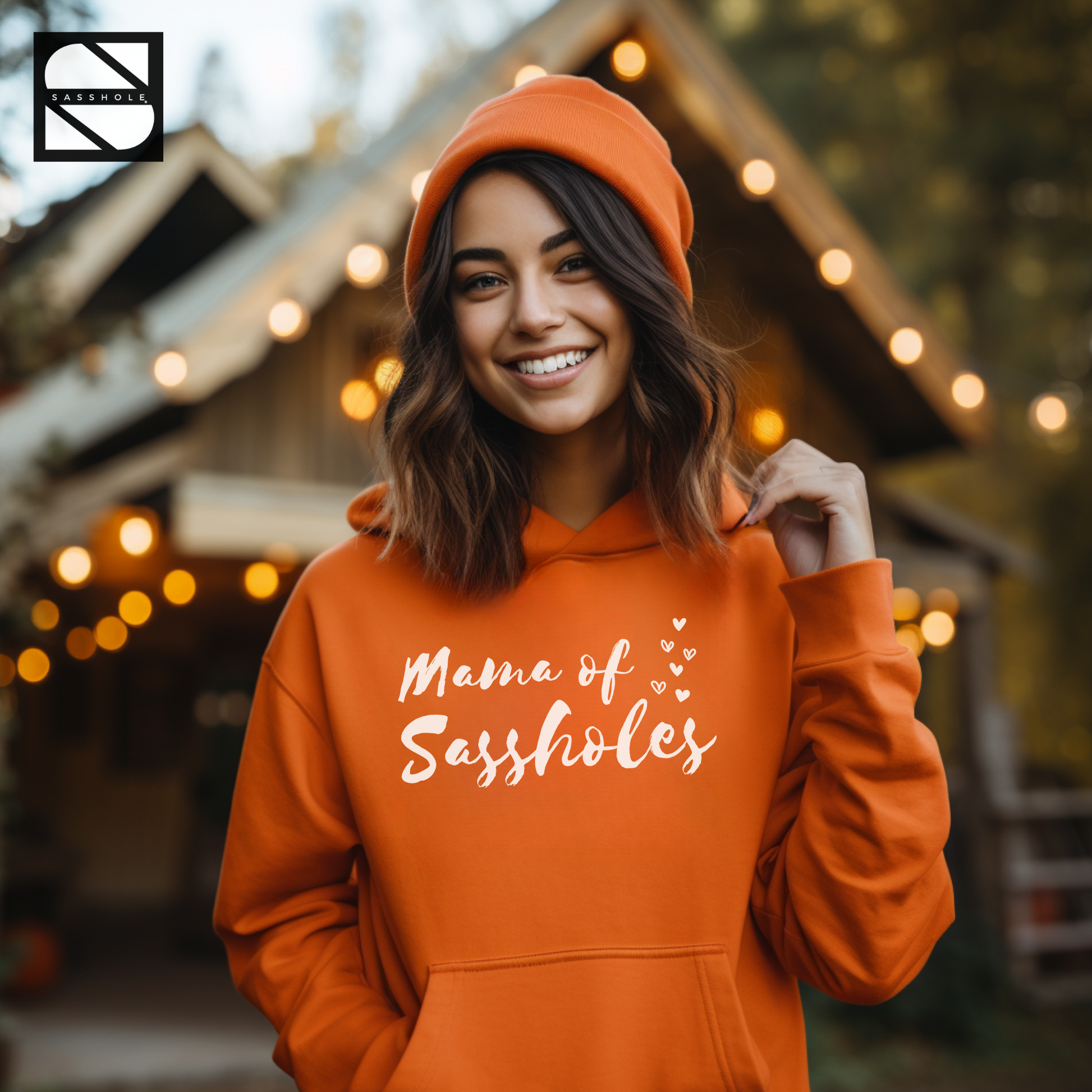 women's orange graphic hoodie